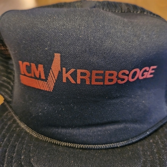 Vtg Snapback Trucker Hat With Mesh Back ICM Krebsoge Black Hat Speedway Cap OSFA - Picture 4 of 12